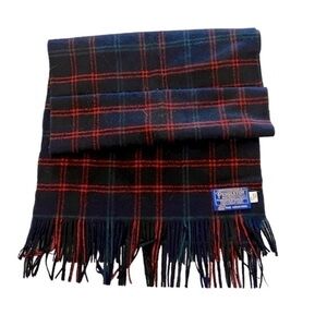 PENDLETON thin 100% wool red authentic tartan plaid unisex scarf 48x13”